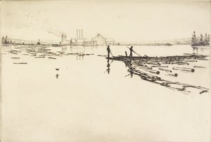 The Log Boom, ca 1924 (etsning) av Hans Kleiber