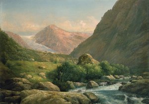 Bondhus glaciär (olja på duk) av Hans Leganger Reusch