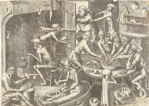 Det fattiga köket efter Pieter Brueghel I, ca 1563. av Hans Liefrinck the Elder