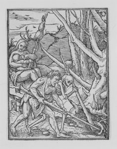 Adam digging, från Dödsdansen, ca. 1526, utgiven 1538.