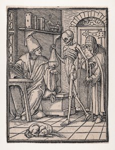 Doktorn eller läkaren, från Dödsdansen, ca. 1526, utgiven 1538.