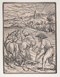 Bonden eller plöjaren, från Dödsdansen, ca. 1526, utgiven 1538.