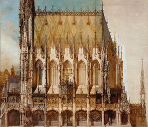 Gotisk begravningskyrka av St. Michael, sidovy av Hans Makart