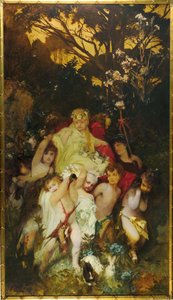 Modern Amoretti, Triptyk, centralpanel, 1868. av Hans Makart