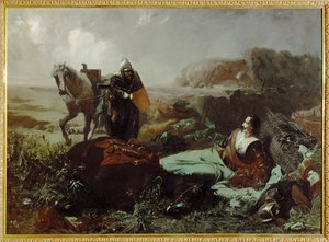 Greve Pappenheims död, general under trettioåriga kriget ... (målning på duk) av Hans Makart