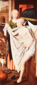 Batseba vid hennes bad, ca 1485 (målning) av Hans Memling