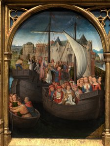 Detalj av relikvieren av Saint Ursula av Hans Memling