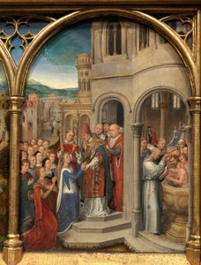 Detalj av relikvieren av Saint Ursula av Hans Memling