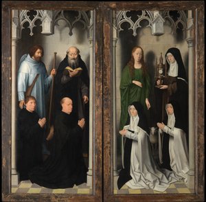 Exteriör av Triptyken av Johannes Döparen och Sankt Johannes evangelisten av Hans Memling