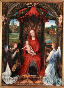 Madonna med barn, ängel med violin i handen (flämtar) av Hans Memling