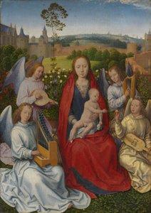 Panel från en diptyk: Maria i rosenträdgården av Hans Memling