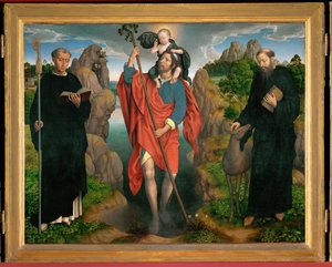 Triptyk av Sankt Kristoffer (målning på ek) av Hans Memling