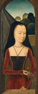 Ung kvinna med en rosa, ca. 1485-90. av Hans Memling
