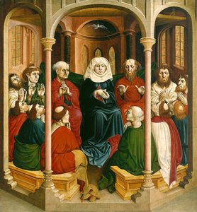 Nedstigningen av den Helige Ande Pingst. Wurzachaltarets vingar, 1437 av Hans Multscher