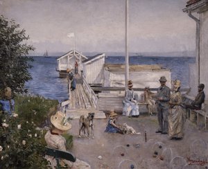 Kajen i Åsgårdstrand (olja på duk) av Hans Olaf Heyerdahl