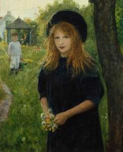 flickporträtt (målning) av Hans Olaf Heyerdahl