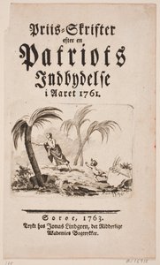 Titelsida med vinjett för "Pris-Skrifter efter en patriots inbjudan år 1761"