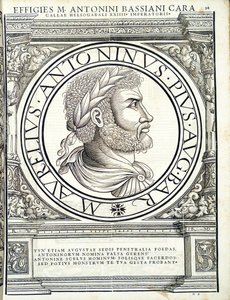 Heliogabalus, illustration från de mest autentiska bilderna av de antika romerska kejsarna i öst och väst, träsnitt av Rudolph Wyssenbach, tryckt av Andreas Gesner, Zürich, av Hans Rudolf Manuel Deutsch