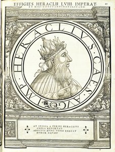 Heraclius, illustration från "De romerska kejsarna i hela öst och väst" av Hans Rudolf Manuel Deutsch