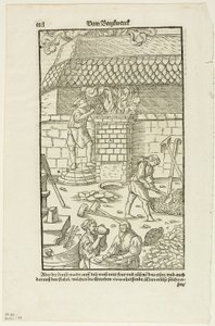 Sidan CCCL från Vom Bergwerck XII Bücher av Agricola, plansch 43 från Woodcuts from Books of the XVI Century av Hans Rudolf Manuel Deutsch