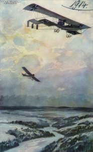 Militärt biplan på en spaningsresa över Argonnerwa av Hans Rudolf Schulze