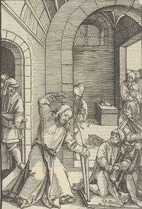 Kristus som renar templet, från spegeln av vår Herre Jesu Kristi passion, 1507. av Hans Schäufelein the Elder