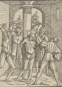 Kristus gisslade, från The Doctrine, Life, and Passion of Jesus Christ, 1537. av Hans Schäufelein the Elder