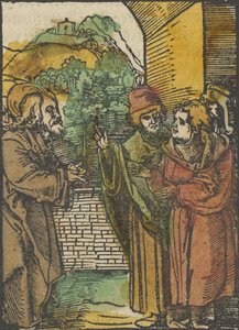 Kristus och fariséerna, från Das Plenarium, 1517. av Hans Schäufelein the Elder