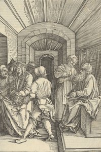 Pilatus tvättar sina händer, från Mirror of the passion of our Lord Jesu Kristi, 1507. av Hans Schäufelein the Elder