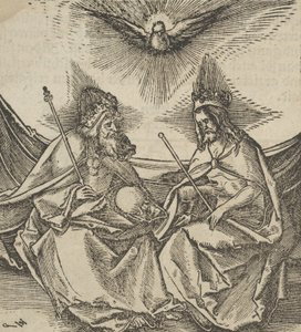 Den heliga treenigheten, från Hymmelwagen om vem som lever gott..., 1517. av Hans Schäufelein the Elder