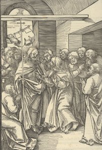 The Incredulity of Thomas, från spegeln av vår Herre Jesu Kristi passion, 1507. av Hans Schäufelein the Elder