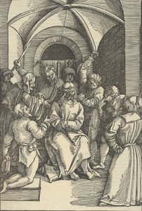 The Mocking of Christ, från spegeln av vår Herre Jesu Kristi passion, 1507.