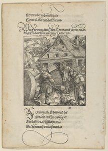 Uppmanad av Fürwittig, Theuerdanck försöker manipulera en polerande sten, från Theuerdanck,..., 1517. av Hans Schäufelein the Elder