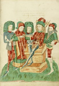 Barochias kröns till kung och tar emot den kungliga ringen av Hans Schilling