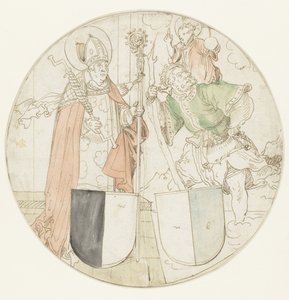 De heliga Christopher och Erasmus med var sitt vapen av Hans Sebald Beham (possibly)
