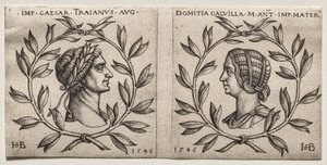 Byster av kejsar Trajanus och Domitia Calvilla av Hans Sebald Beham