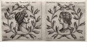 Byster av kejsar Trajanus och Domitia Calvilla, 1546. av Hans Sebald Beham