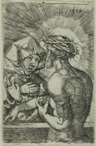 Kristus krönt med törnar som talar till sin mor av Hans Sebald Beham