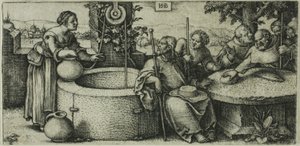 Kristus och kvinnan från Samaria av Hans Sebald Beham