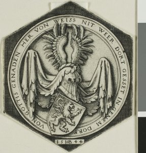 Vapensköld med ett skenande lejon av Hans Sebald Beham