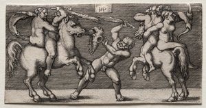 Strid av tre män av Hans Sebald Beham