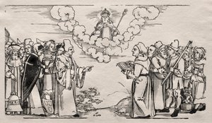 Tvist mellan Luther och en katolsk teolog av Hans Sebald Beham
