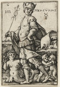 Merkurius, plansch sex från De sju planeterna med zodiakerna av Hans Sebald Beham