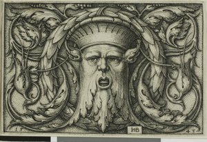 Prydnad med en mask av Hans Sebald Beham