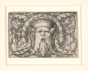 Panel med en Mascaron (prydnad med en mask) av Hans Sebald Beham