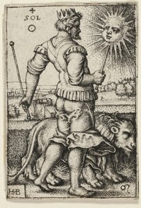 Sun, tallrik fyra från The Seven Planets with the Zodiacs av Hans Sebald Beham