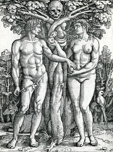 Adams och Evas fall, ca 1525-27 (träsnitt) av Hans Sebald Beham
