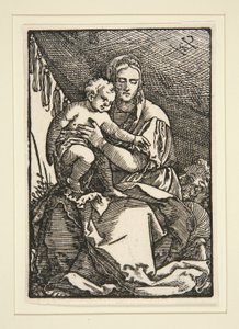 Den heliga familjen under baldakinen av Hans Sebald Beham
