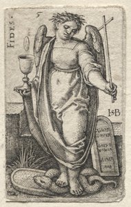 Kunskapen om Gud och de sju kardinaldygderna: Trohet - Fides. av Hans Sebald Beham