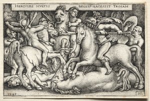 The Labours of Hercules: Hercules erövrar Troy av Hans Sebald Beham